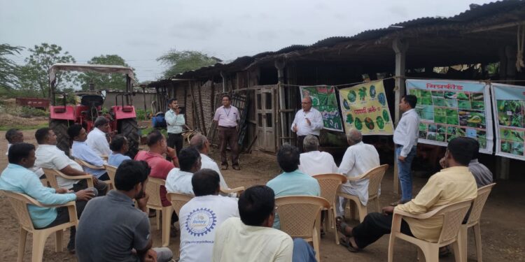 एक गाव एक वाण अंतर्गत कृषि विभागामार्फत दहिंदुले येथे कापुस पिक शेतीशाळा