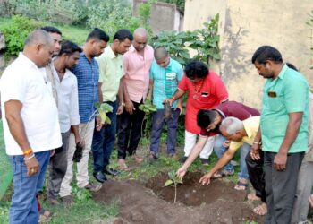 कै. राजेंद्र माळी यांच्या स्मरणार्थ सावता माळी मंडळातर्फे जि.प.माजी उपाध्यक्ष ऍड.राम रघुवंशी यांच्या हस्ते वृक्षारोपण