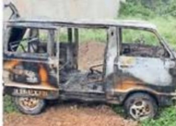 अचानक लागलेल्या आगीत  मारुती व्हॅन जळून खाक