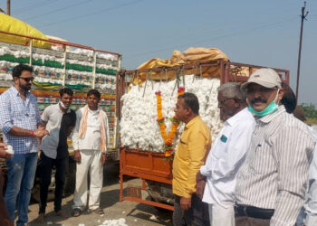 पळाशी येथे कापुस खरेदीचा शुभारंभ, ८ हजार ३९० रूपये क्विंटल मिळाला भाव