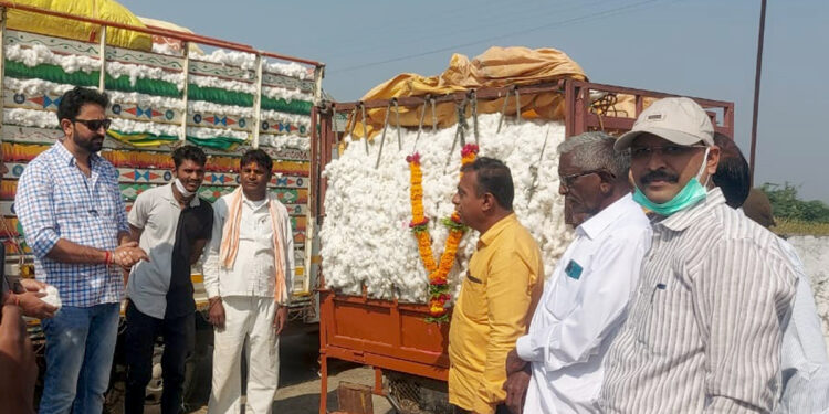 पळाशी येथे कापुस खरेदीचा शुभारंभ, ८ हजार ३९० रूपये क्विंटल मिळाला भाव