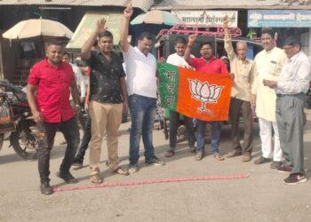 डीडीसी बॅकेच्या सदस्यपदी अमरसिंग  गावीत विजयी झाल्याने भाजपातर्फे साजरा करण्यात आला जल्लोश