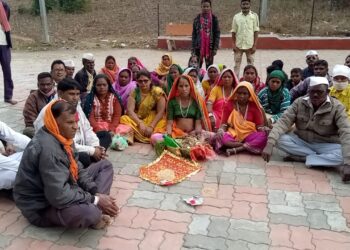 आदिवासी एकता सांस्कृतिक महासंमेलन निमित्त होणारी दाब येथे कनीपूजा धरतीपूजन उत्साहात