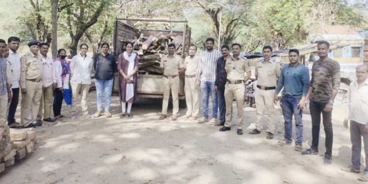 खेकडा गावाजवळ वनविभागाच्या पथकाने सव्वा दोन लाखाचे अवैध लाकूड केले जप्त