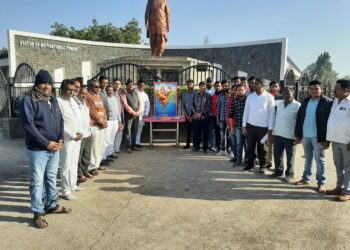 लोणखेडा येथे राष्ट्रीय स्वयंसेवक संघाच्यावतीने भारत माता प्रतिमा पूजन