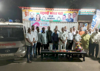 तळोदा राष्ट्रवादी पक्षाच्यावतीने प्रदेशाध्यक्ष जयंत पाटील यांच्या वाढदिवसानिमित्त नागरिकाच्या सेवेसाठी शववहिनी भेट