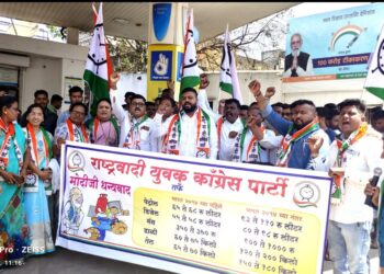 महागाई विरोधात राष्ट्रवादी युवक कॉंग्रेसतर्फे केंद्र सरकारचा निषेध