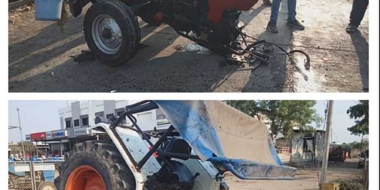 शहादा येथे ट्रॅक्टर व कारचा भीषण अपघात