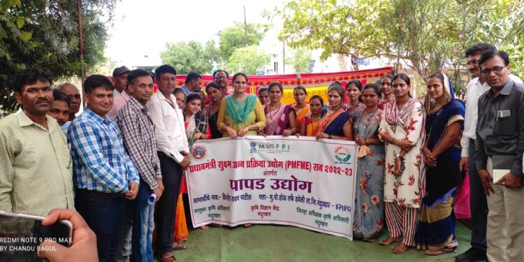 प्रधानमंत्री सुक्ष्म अन्न प्रक्रिया उद्योगांतर्गत पापड उद्योग केंद्राचे जिल्हाधिकारी मनीषा खत्री यांच्या हस्ते उद्घाटन