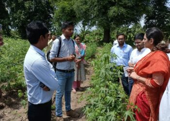 जिल्हाधिकारी मनीषा खत्री यांची  विविध शासकीय कार्यालयांना भेट, शेत शिवारात जाऊन ई-पीक पाहणी प्रणालीची दिली माहिती