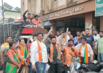 नवापूर नगरपरिषदेच्या अमरधामास भाजपाच्या वतीने भरत गावीत यांच्यातर्फे दाह संस्कारासाठी दिले जळाऊ लाकुड