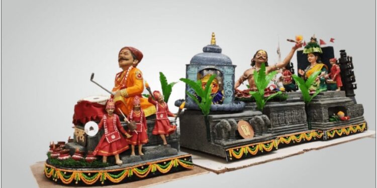 ‘साडेतीन शक्तिपीठे आणि नारी शक्त‍ि’वर आधारीत महाराष्ट्राचा चित्ररथ