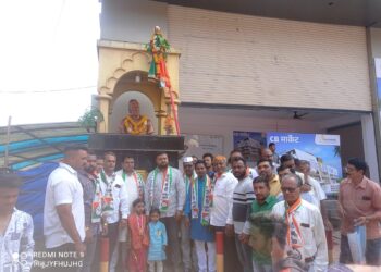 नंदूरबार येथे गुढी पाडवानिमित्त राष्ट्रवादीतर्फे उभारण्यात आली समतेची गुढी