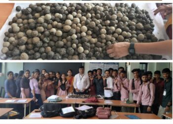 शहादा येथील पूज्य साने गुरुजी महाविद्यालयातील पर्यावरण अभ्यास विभागांतर्गत सीडबॉल उपक्रम.