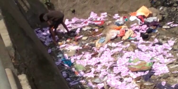 नंदुरबारात नाल्यामध्ये आढळल्या २ हजार रुपयांच्या नकली नोटा