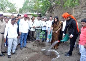 नंदूरबार : अतिक्रमण काढलेल्या जागेवर केले वृक्षारोपण