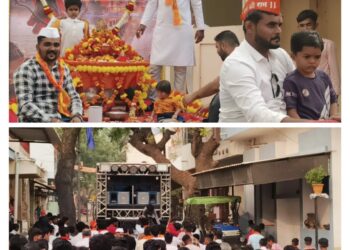 म्हसावद येथे विश्व हिंदू परिषदे व बजरंगदलातर्फे अयोध्येतील श्रीराम मंदिरातील अक्षतांची मंगल कलश यात्रा