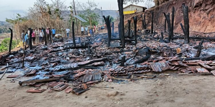 बर्डीचा पाटीलपाडा येथे भीषण आग, घरांसह तीन बैल जाळून खाक