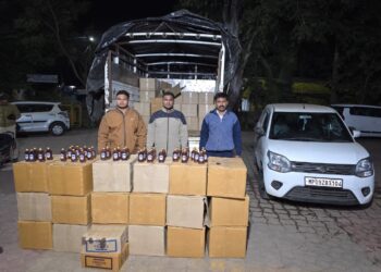 अवैधरित्या दारुची वाहतूक करणाऱ्याविरुध्द स्थानिक गुन्हे शाखेची कारवाई ,23 लाखाची दारू पकडली.दोघांना अटक