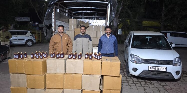 अवैधरित्या दारुची वाहतूक करणाऱ्याविरुध्द स्थानिक गुन्हे शाखेची कारवाई ,23 लाखाची दारू पकडली.दोघांना अटक