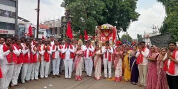 अष्टाने ते रंजनपुर पदयात्रेचे नंदनगरीत स्वागत