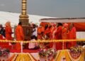 मुख्यमंत्री देवेंद्र फडणवीस यांच्या हस्ते त्र्यंबकेश्वर  गोदाघाट येथे सिंहस्थ महाकुंभमेळ्याच्या ध्वजस्तंभाचे पूजन